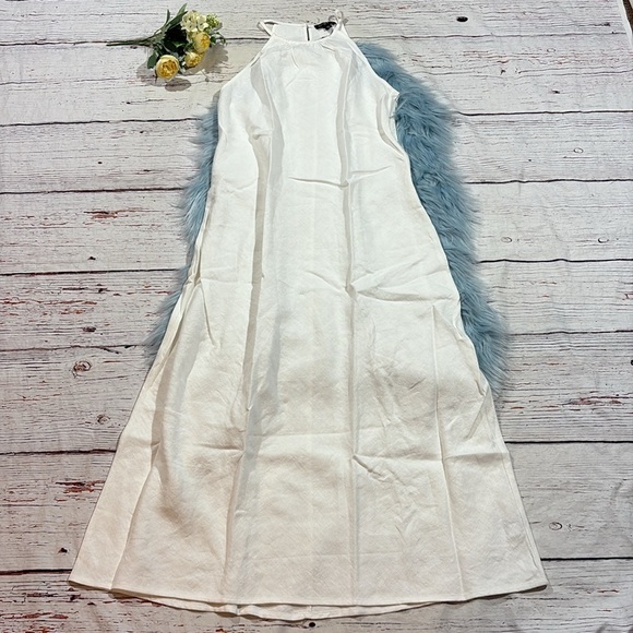 NWT J.CREW Women’s White 100% Linen High-Neck Midi Dress - Picture 2 of 10